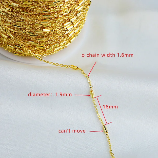 14K Tube link chain - 45-50 cms