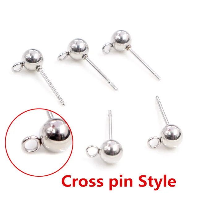 Stainless Steel Ball Earrings - 1 Pair with Butterfly Back stopper