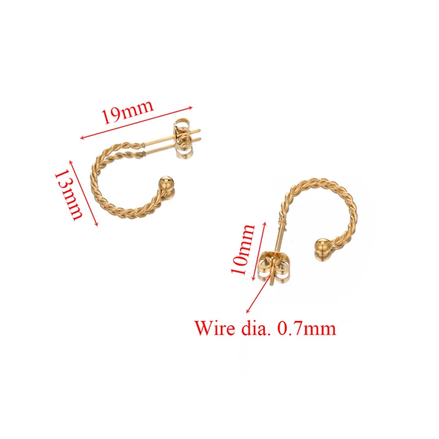 Stainless Steel Gold C Spiral Stud - 1 Pair