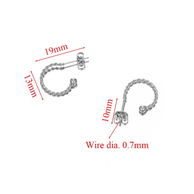 Stainless Steel C Spiral Stud - 1 Pair