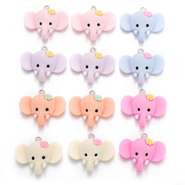 Elephant Head Resin Charm - 1 Piece