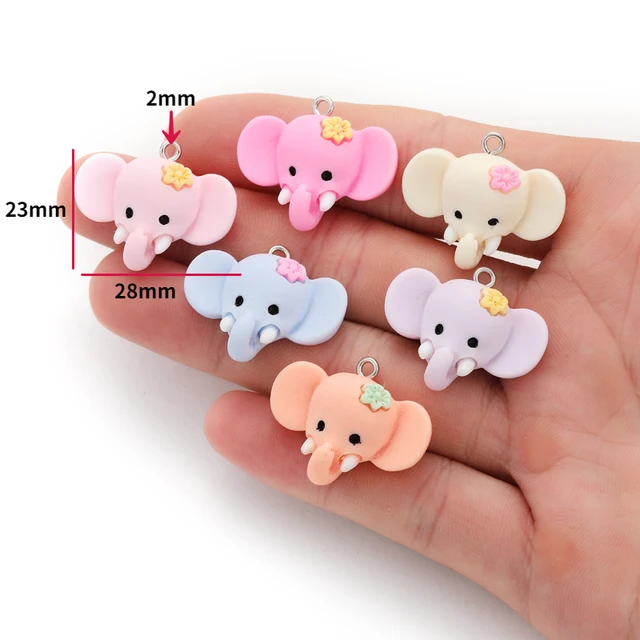 Elephant Head Resin Charm - 1 Piece