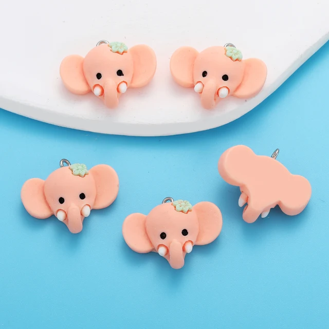 Elephant Head Resin Charm - 1 Piece
