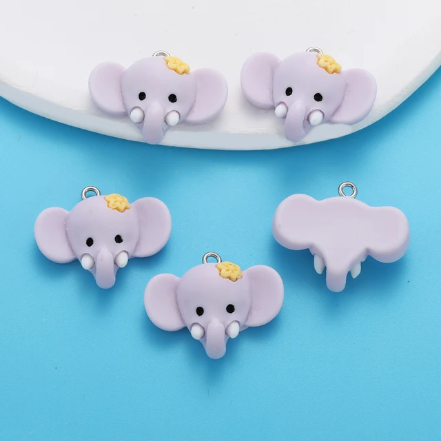Elephant Head Resin Charm - 1 Piece