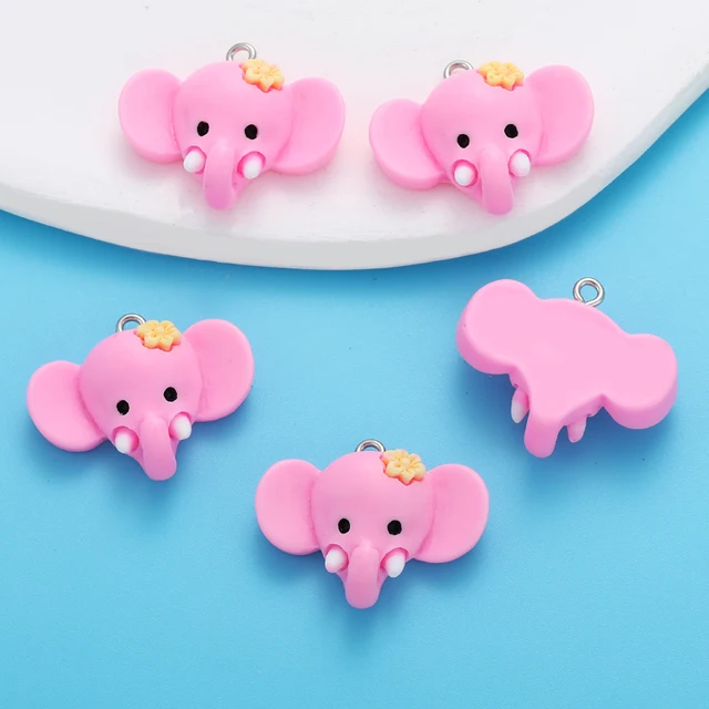 Elephant Head Resin Charm - 1 Piece