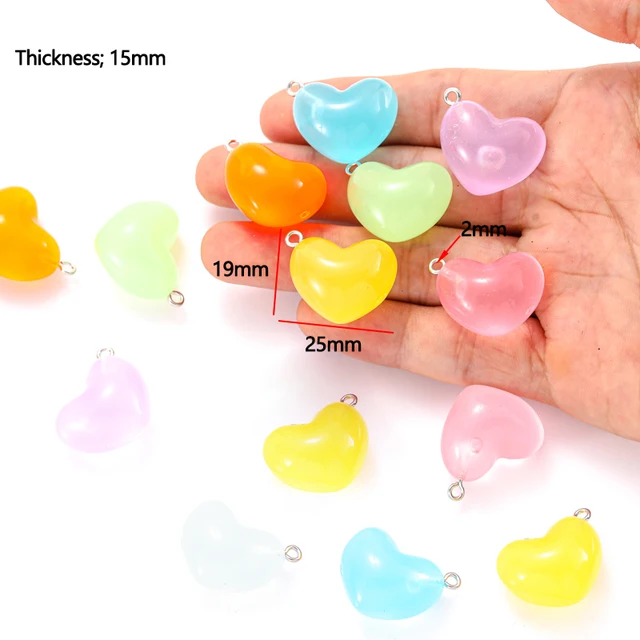 Heart Glow in Dark Resin Charm 25*19mm - 1 Piece