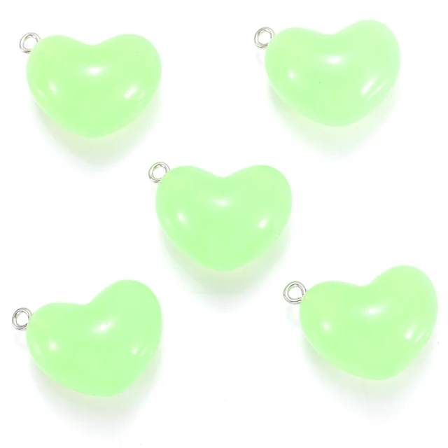 Heart Glow in Dark Resin Charm 25*19mm - 1 Piece