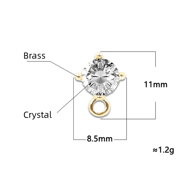 14K Gold Plated Crystal Stud with Silver Needles - 1 Pair