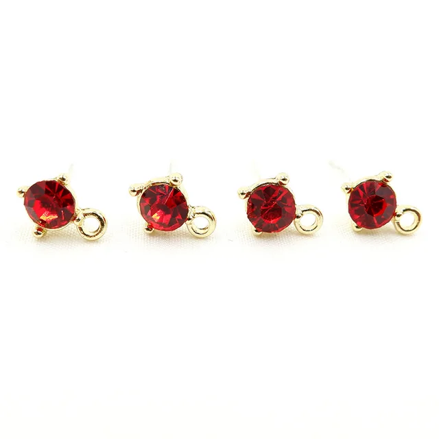 14K Gold Plated Crystal Stud with Silver Needles - 1 Pair