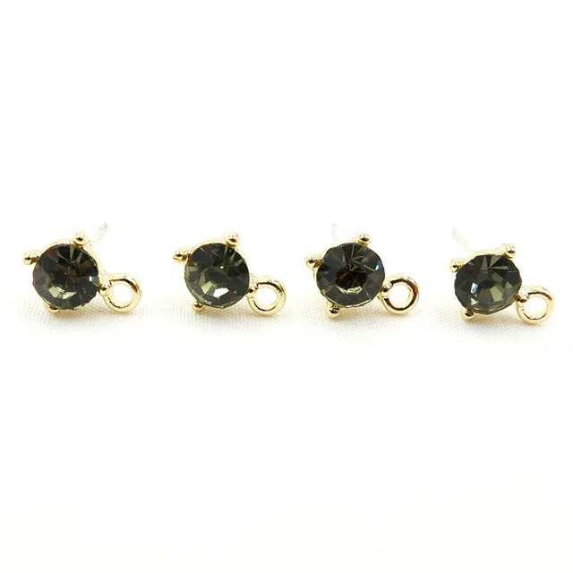 14K Gold Plated Crystal Stud with Silver Needles - 1 Pair