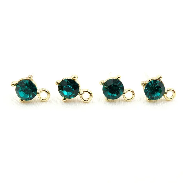 14K Gold Plated Crystal Stud with Silver Needles - 1 Pair