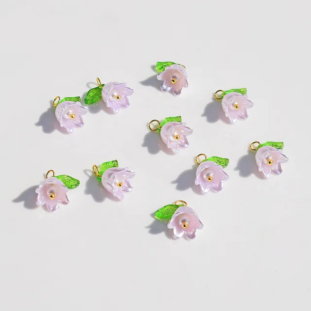 Pearly Bell Orchid Bead 11*14mm - 1 Piece