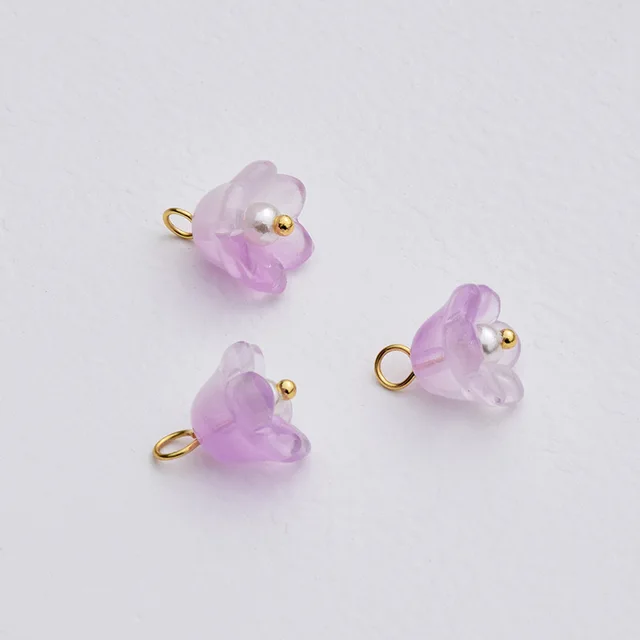 Glass Bell Orchid Bead 12*13mm - 1 Piece