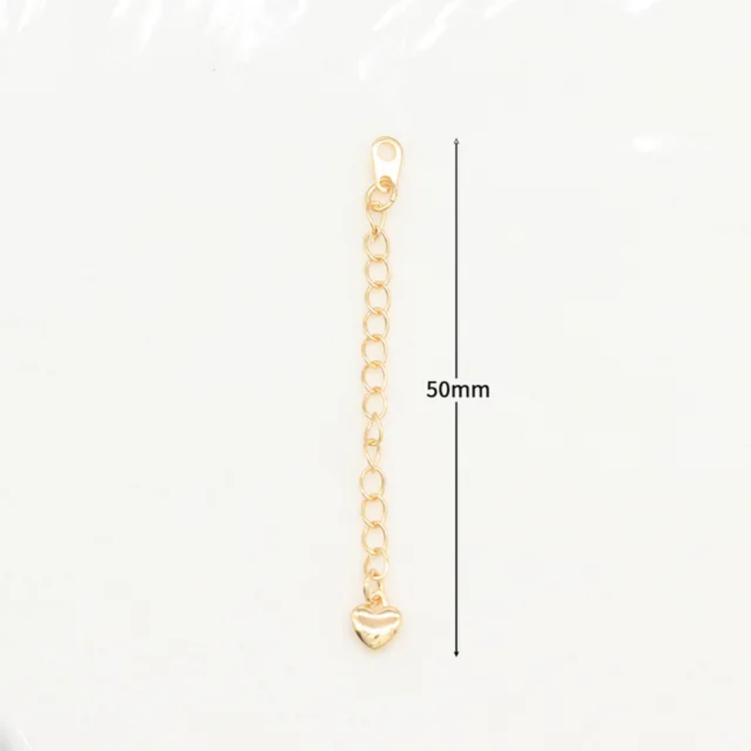 14k Gold Plated Heart Extension Chain - 1 Piece