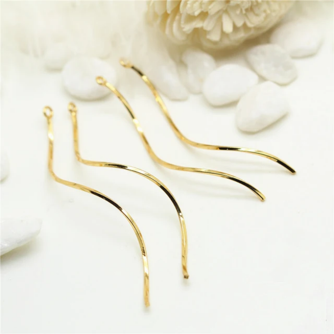 14K Gold Plated Wavy Charm - 1 Piece
