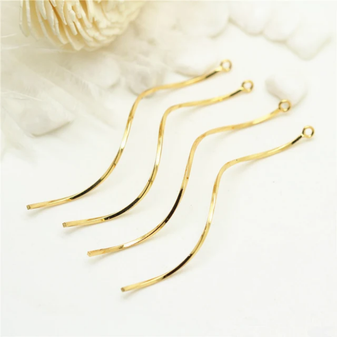 14K Gold Plated Wavy Charm - 1 Piece