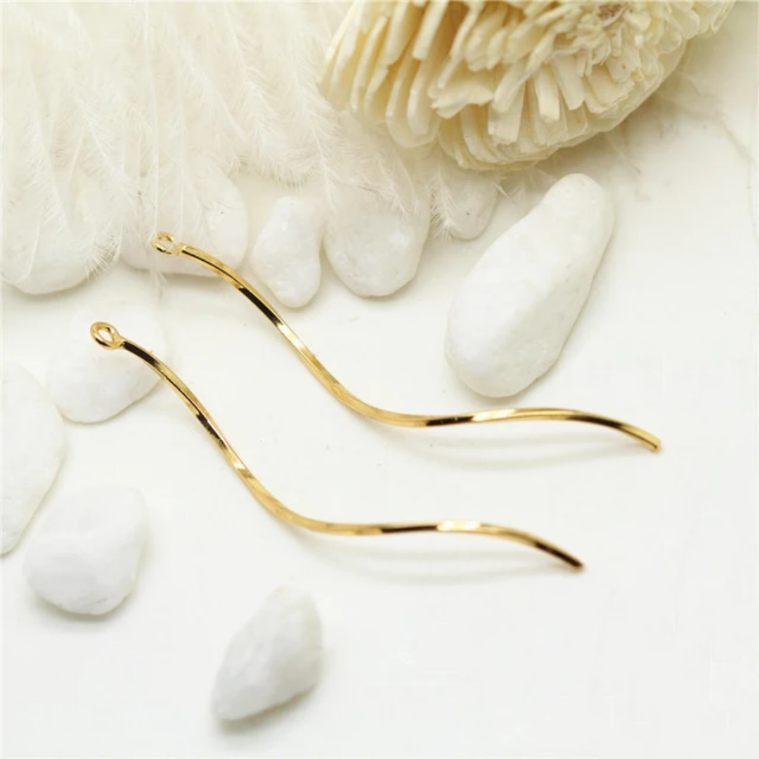 14K Gold Plated Wavy Charm - 1 Piece