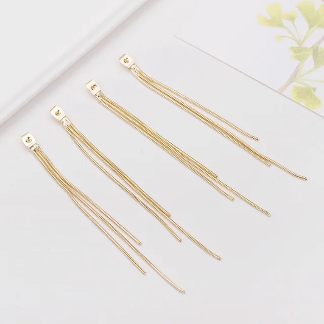 14K Gold Plated Long Tassel Earring Back Stopper - 1 Piece