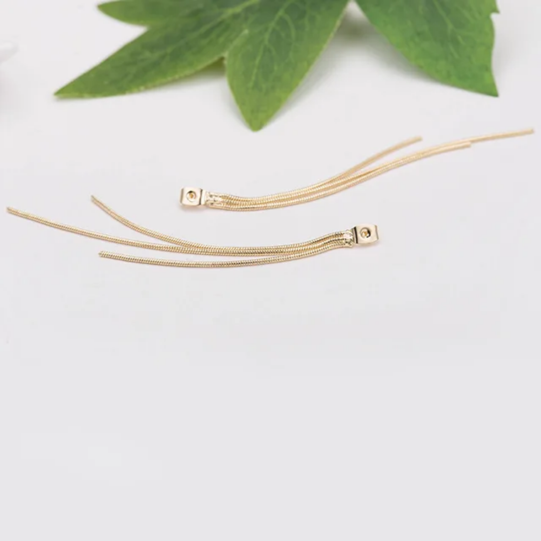 14K Gold Plated Long Tassel Earring Back Stopper - 1 Piece