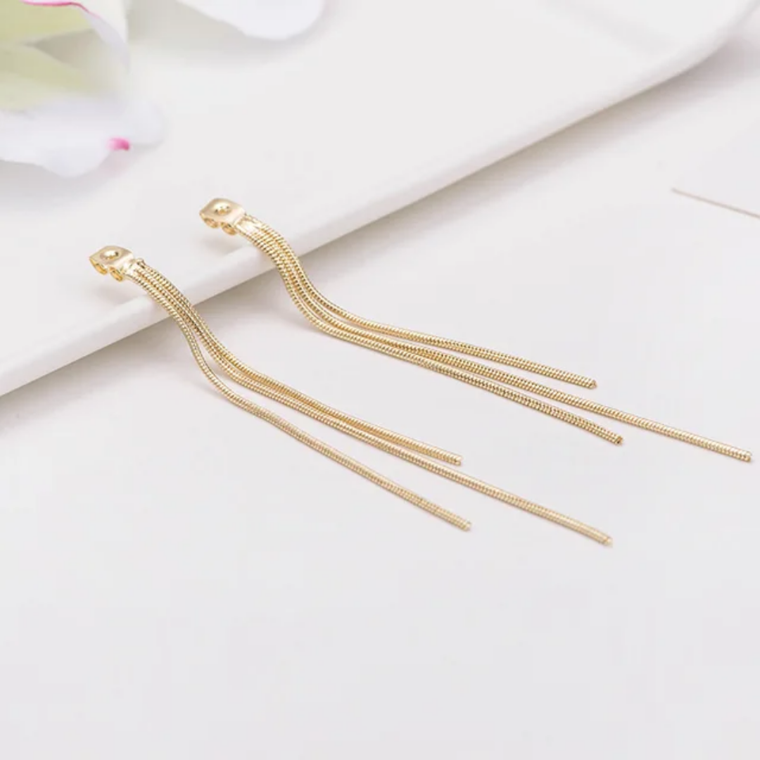 14K Gold Plated Long Tassel Earring Back Stopper - 1 Piece