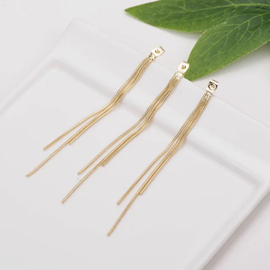 14K Gold Plated Long Tassel Earring Back Stopper - 1 Piece