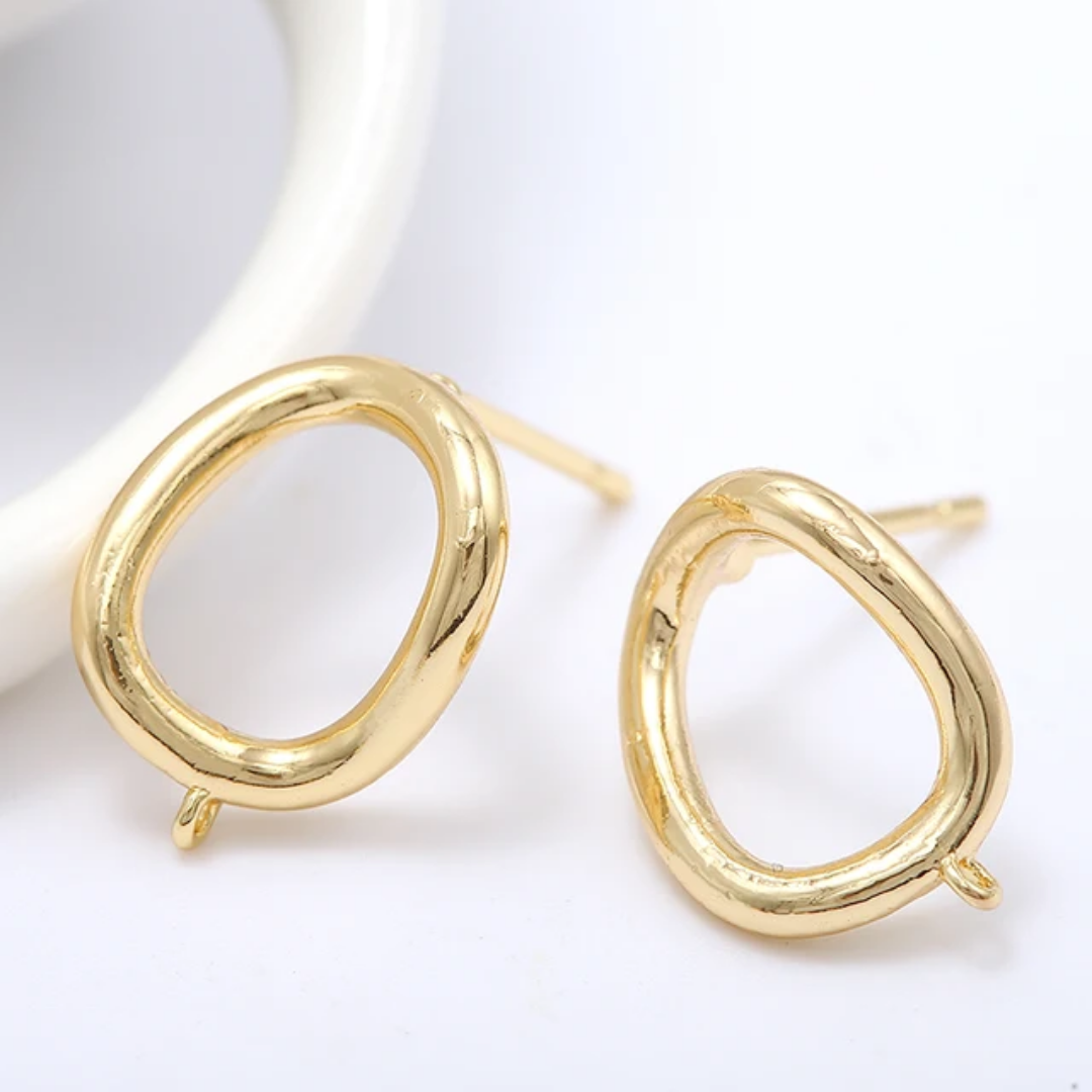 14k Gold Plated Oval Stud
