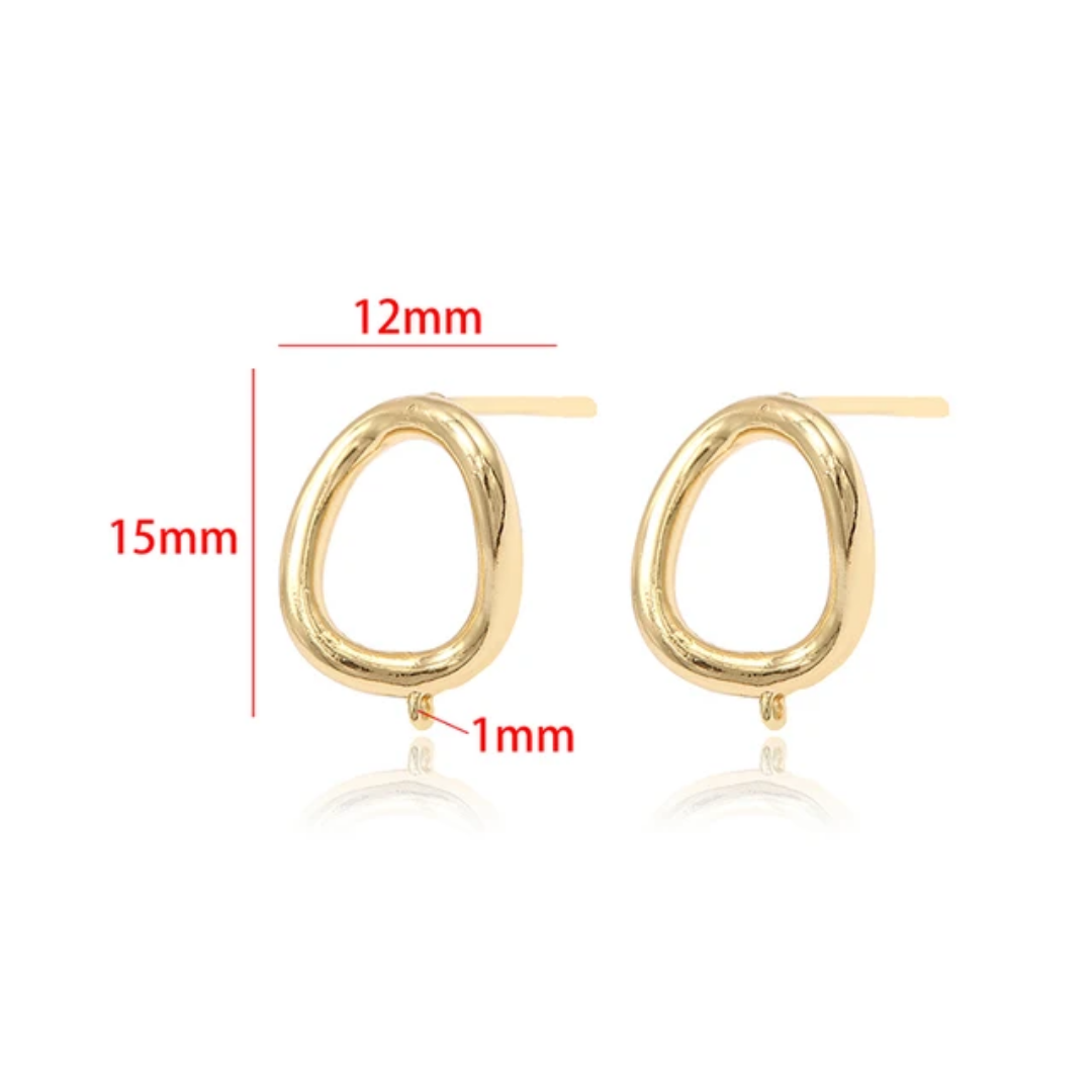 14k Gold Plated Oval Stud