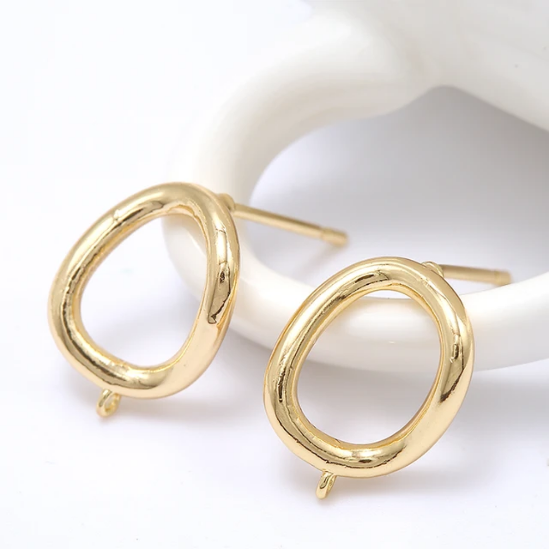 14k Gold Plated Oval Stud