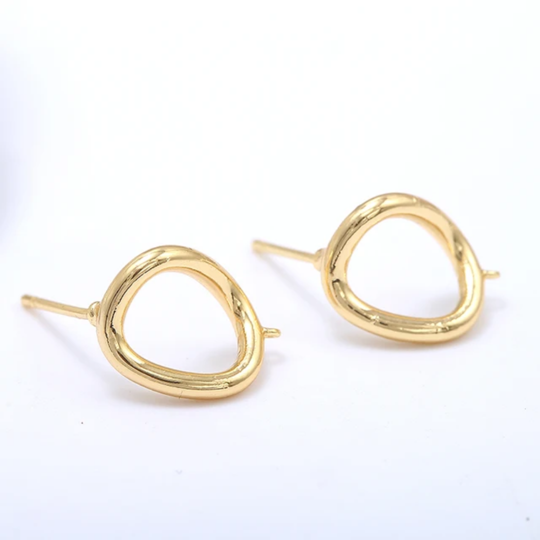 14k Gold Plated Oval Stud