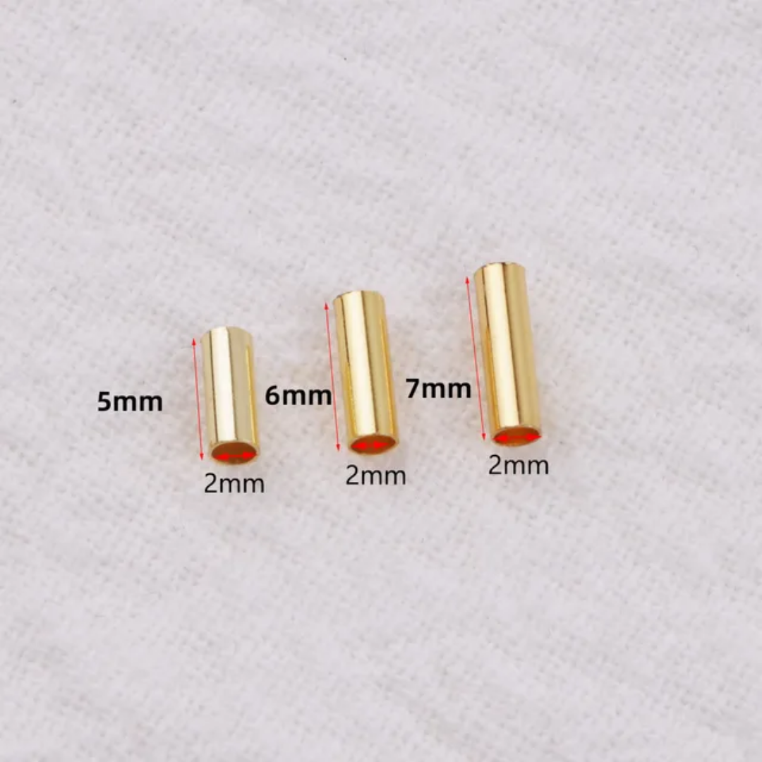 18/14K Gold/ Rhodium Plated Tube Spacer Bead - 10 Pieces