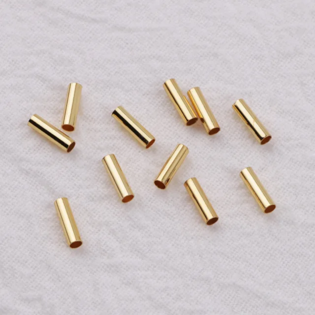 18/14K Gold/ Rhodium Plated Tube Spacer Bead - 10 Pieces