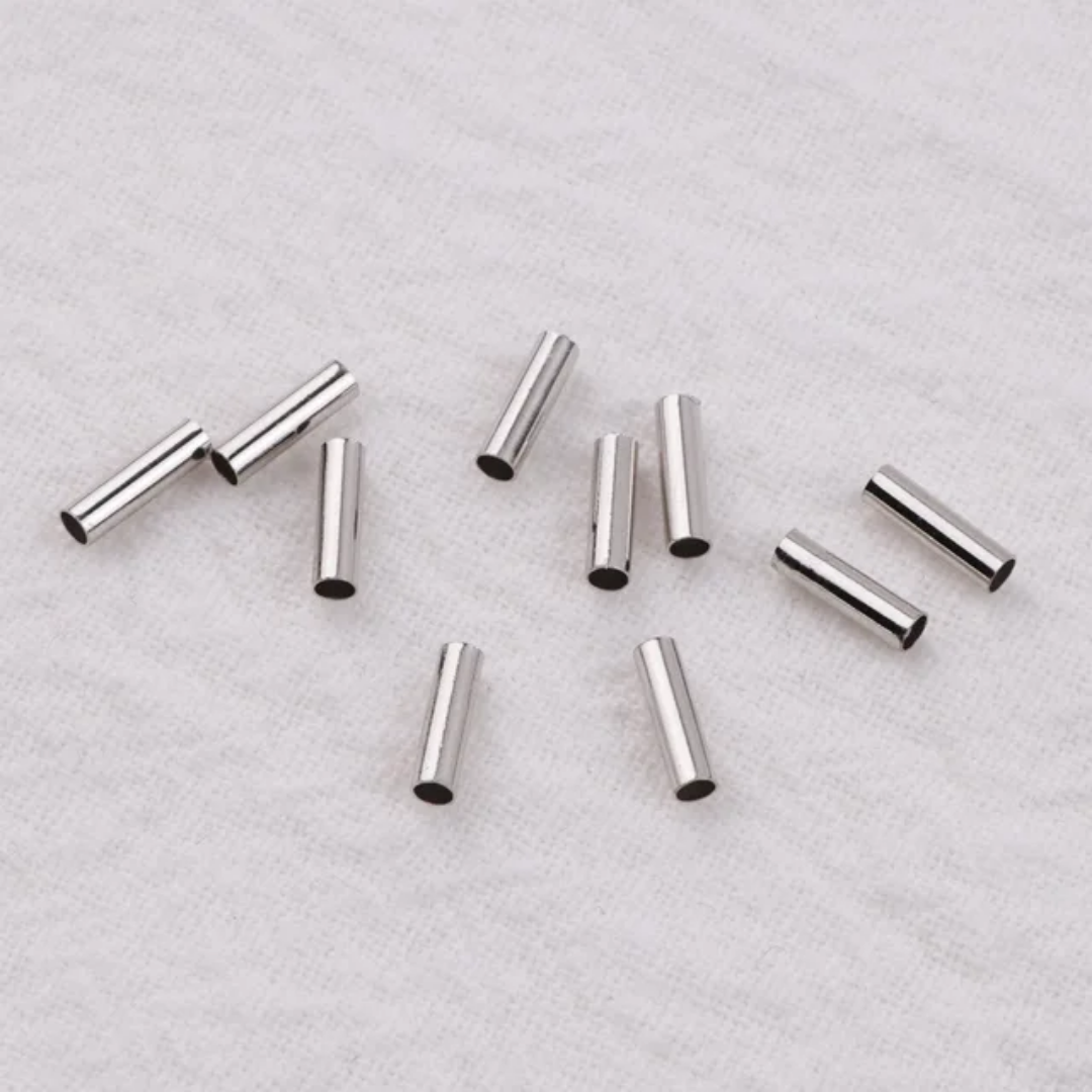 18/14K Gold/ Rhodium Plated Tube Spacer Bead - 10 Pieces