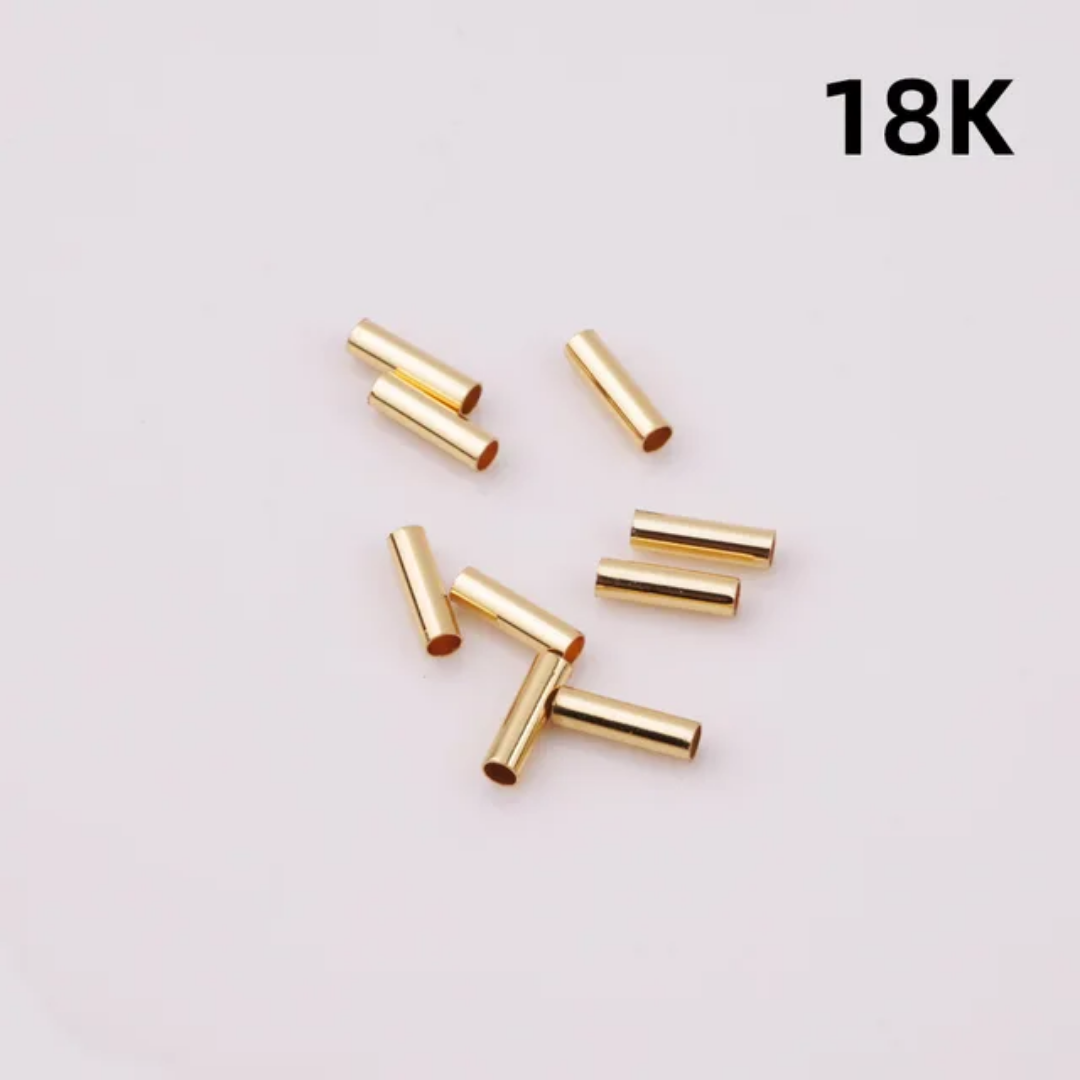 18/14K Gold/ Rhodium Plated Tube Spacer Bead - 10 Pieces