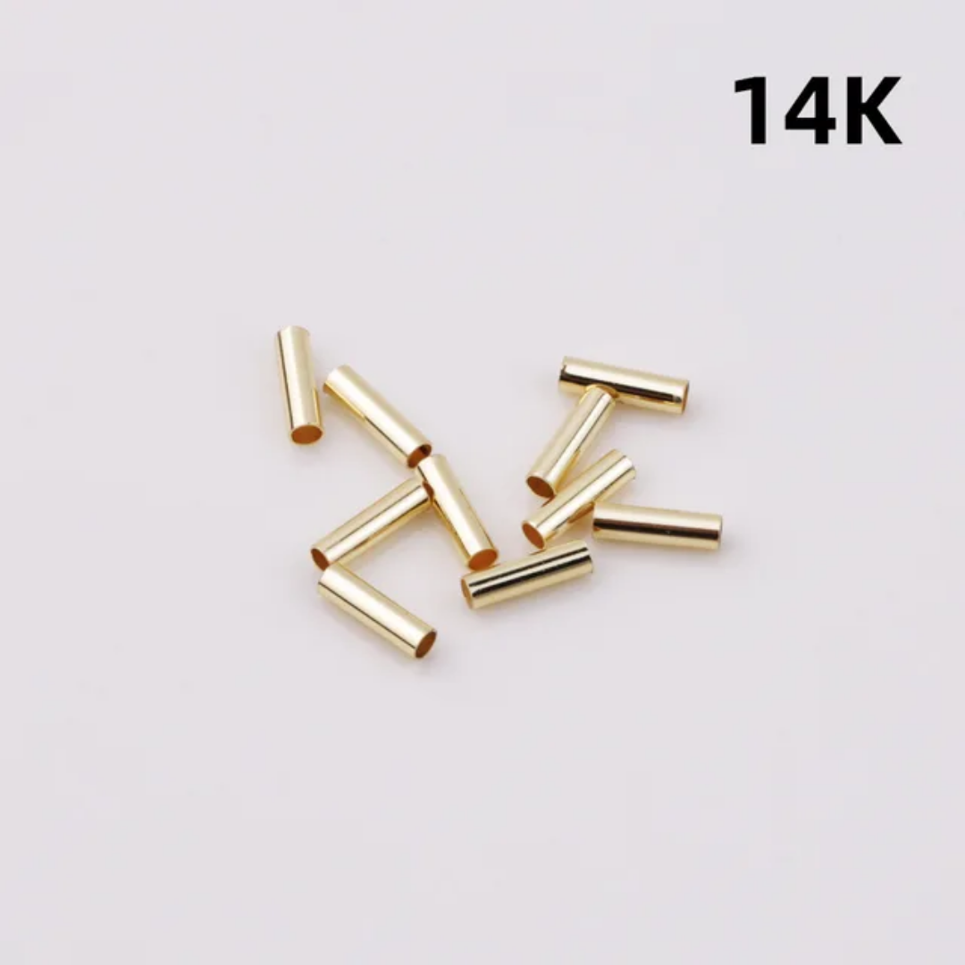 18/14K Gold/ Rhodium Plated Tube Spacer Bead - 10 Pieces