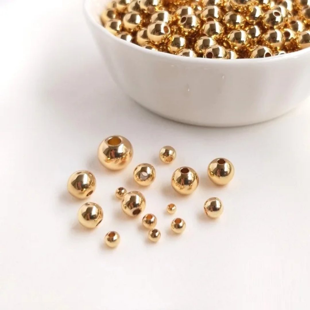 14K Gold Plated Spacer Round Bead - 1 Piece