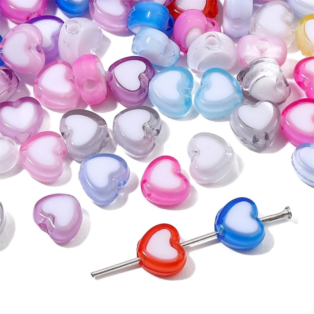 Acrylic Heart Bead - 10 Pieces