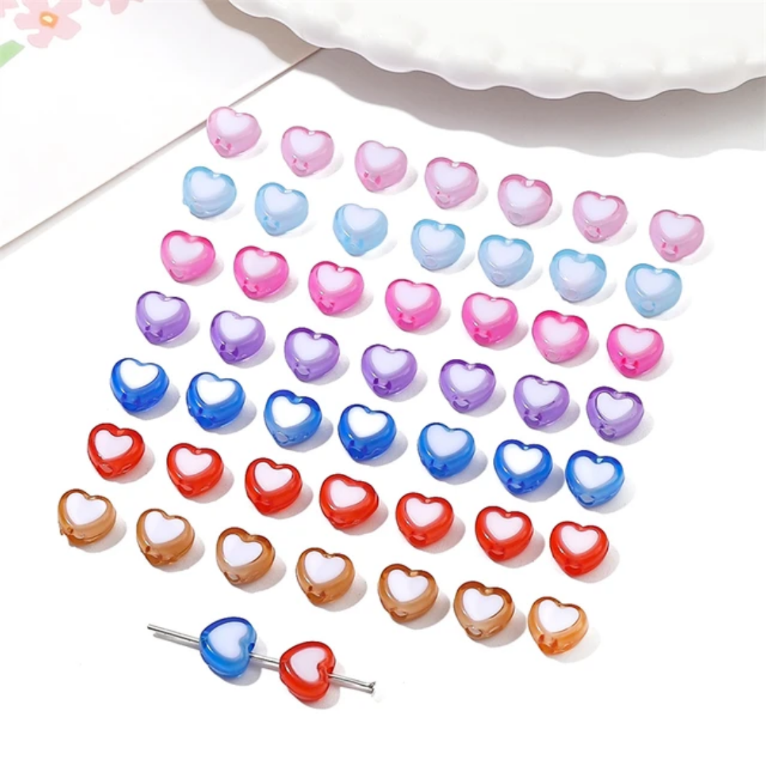 Acrylic Heart Bead - 10 Pieces