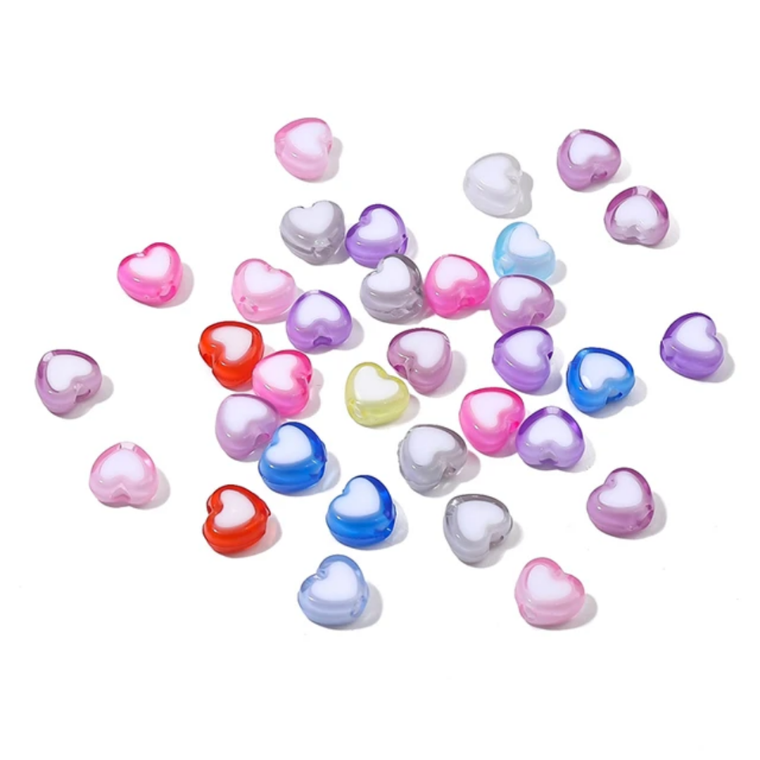 Acrylic Heart Bead - 10 Pieces