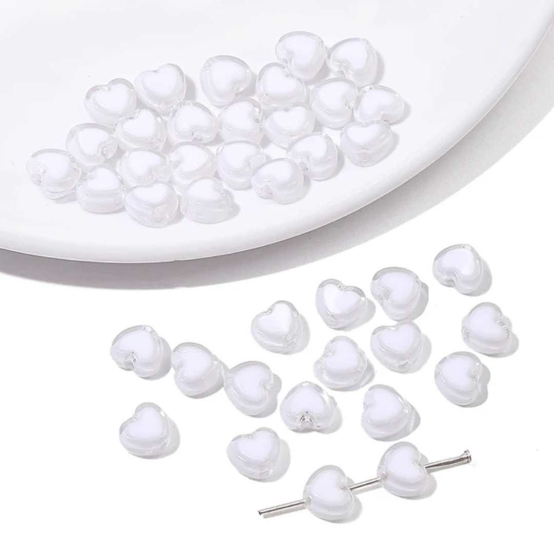 Acrylic Heart Bead - 10 Pieces