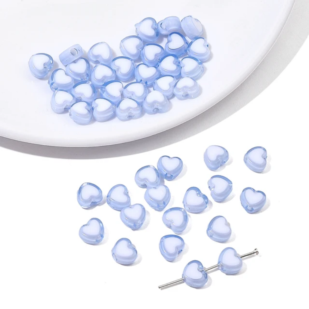 Acrylic Heart Bead - 10 Pieces