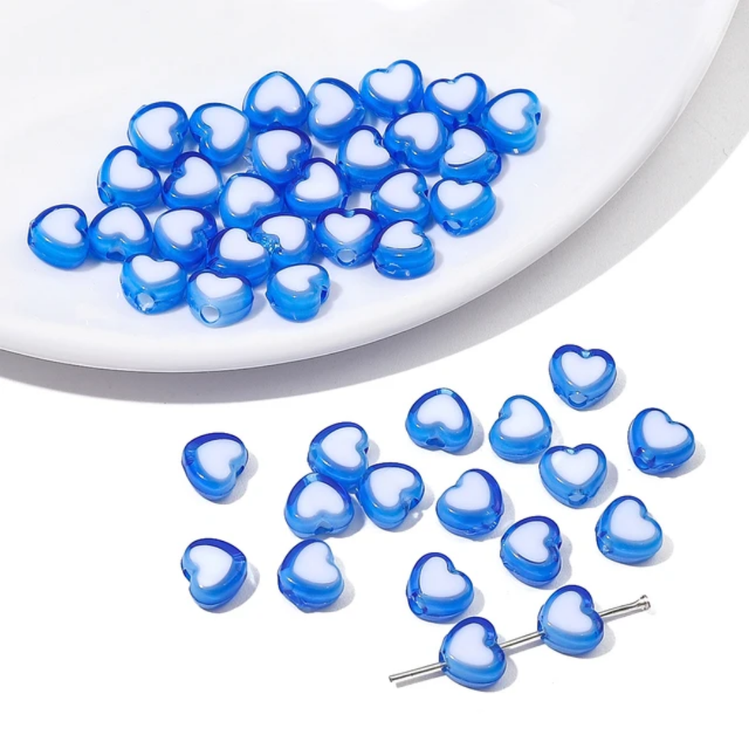 Acrylic Heart Bead - 10 Pieces