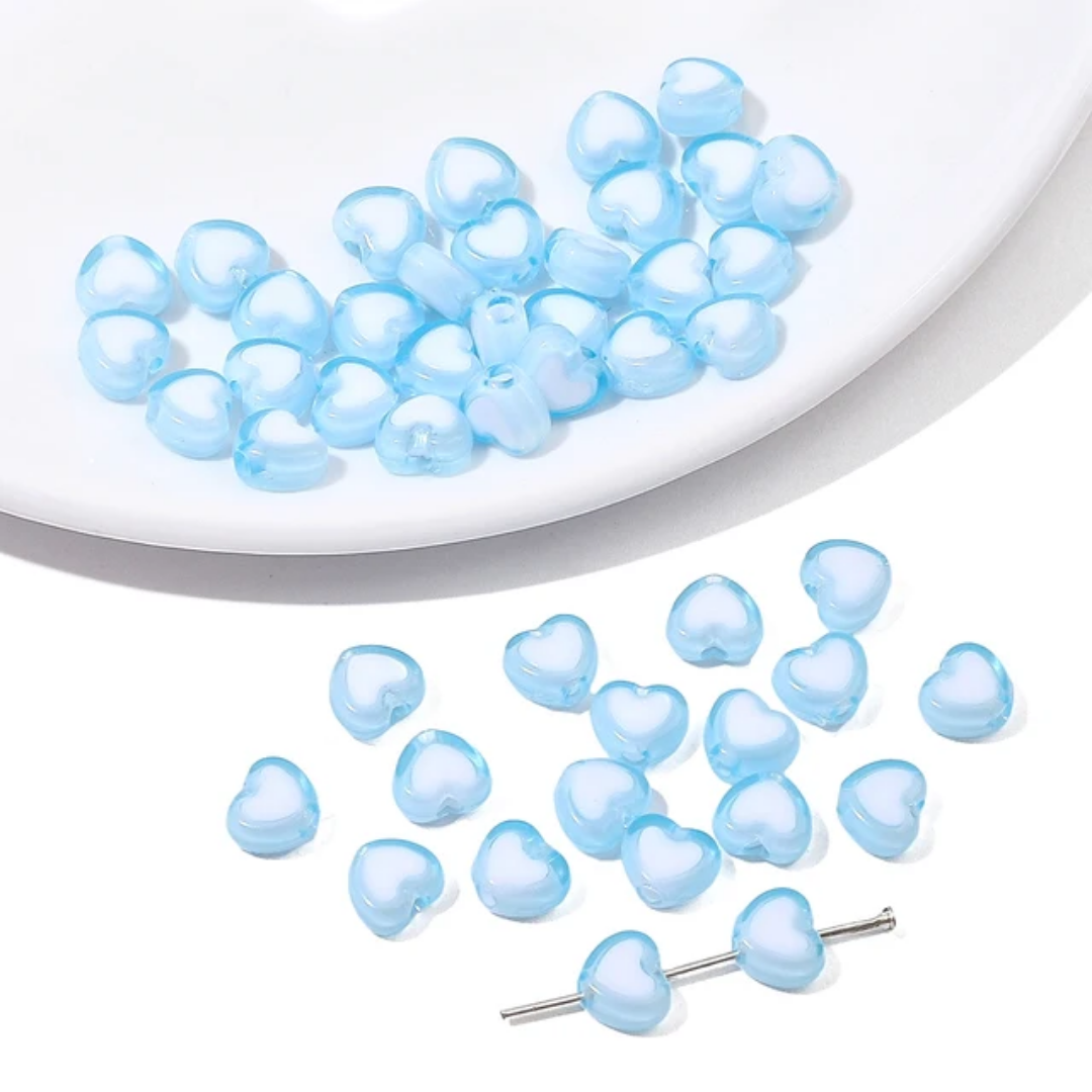 Acrylic Heart Bead - 10 Pieces