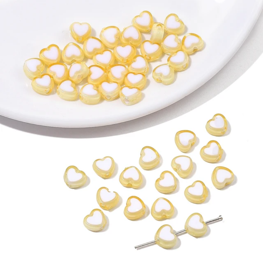 Acrylic Heart Bead - 10 Pieces