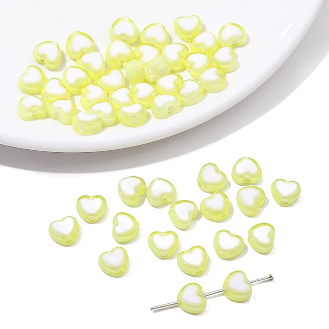 Acrylic Heart Bead - 10 Pieces