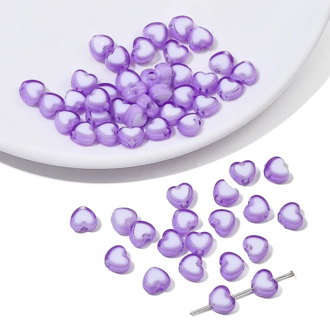 Acrylic Heart Bead - 10 Pieces