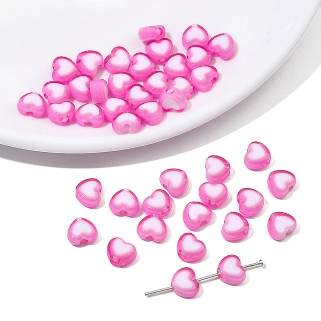 Acrylic Heart Bead - 10 Pieces