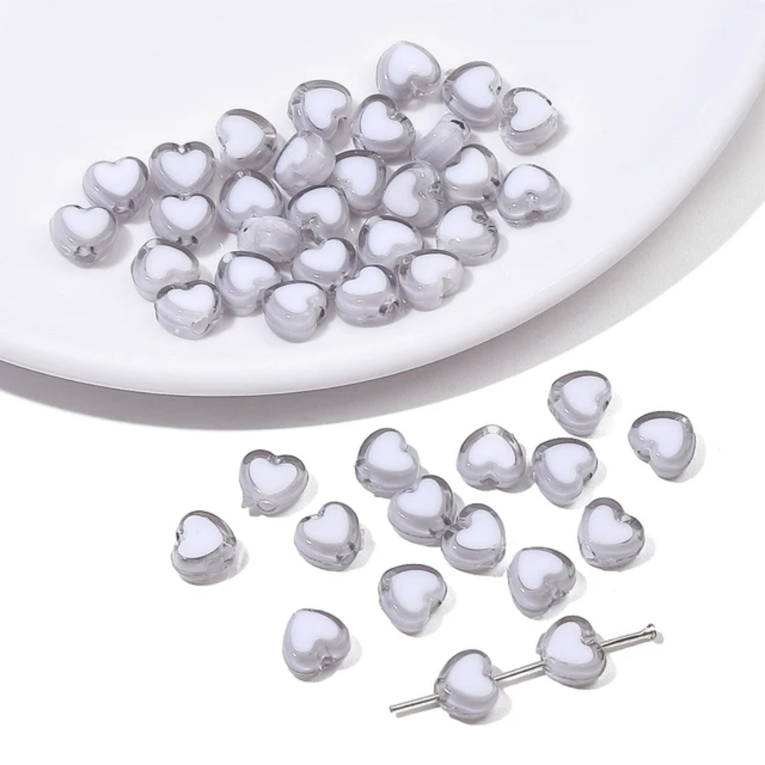 Acrylic Heart Bead - 10 Pieces