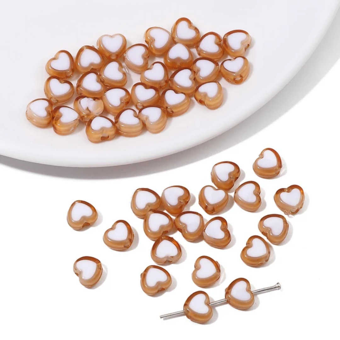 Acrylic Heart Bead - 10 Pieces