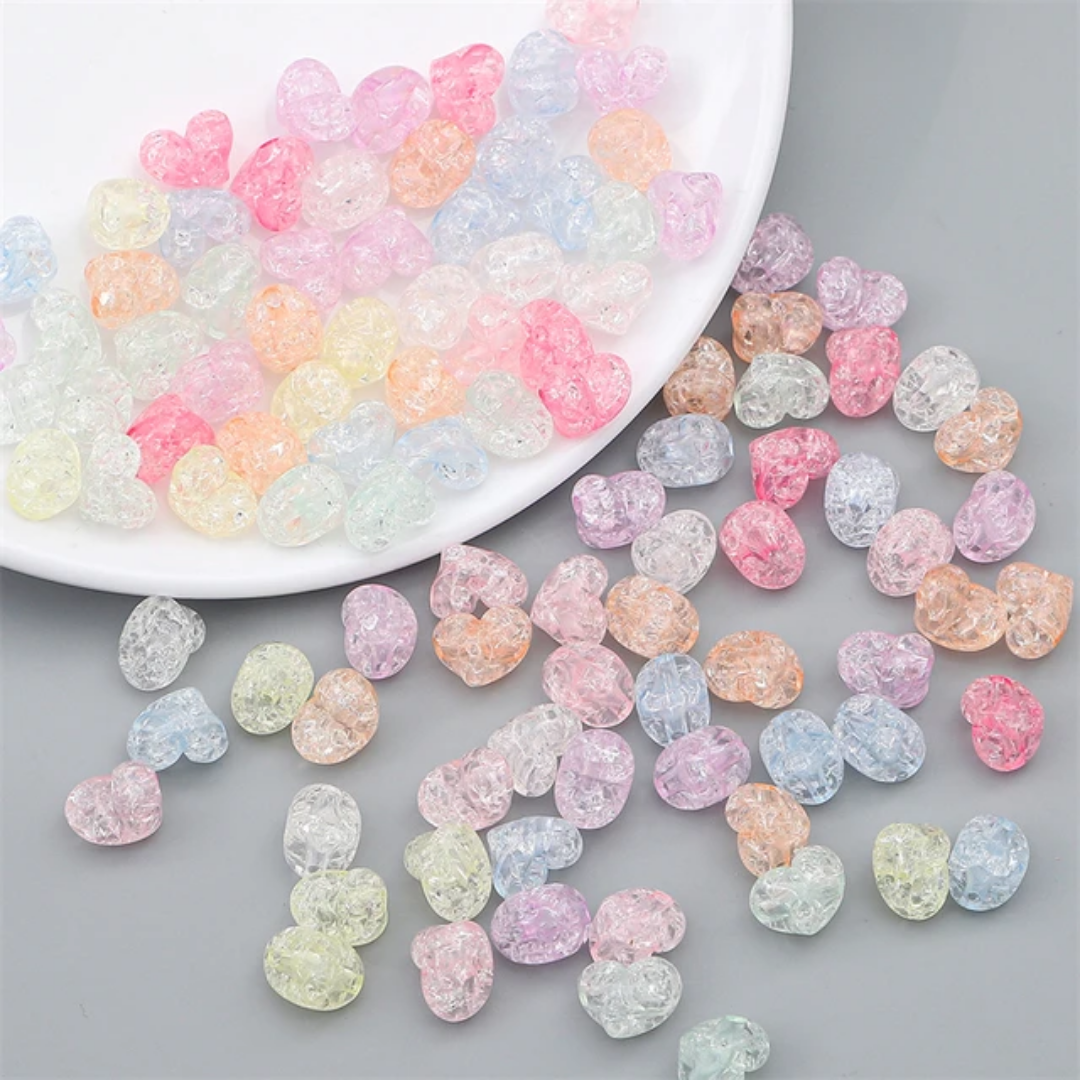 Acrylic Crackle Heart Bead - 1 Piece