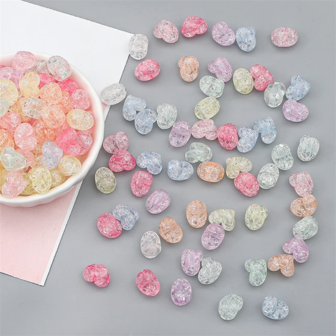 Acrylic Crackle Heart Bead - 1 Piece